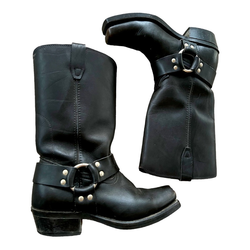 Durango black leather square toe biker boots womens 8